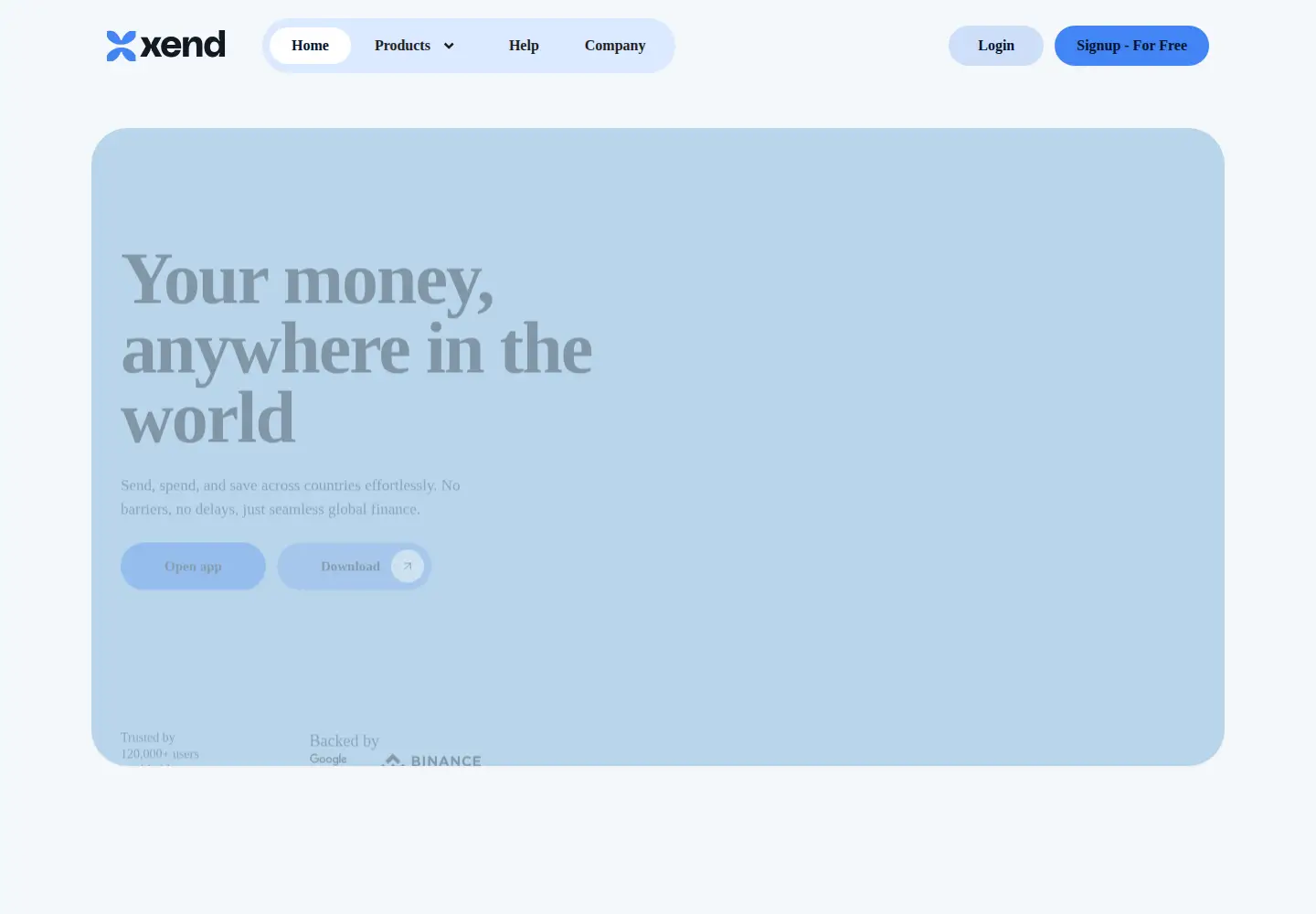 Captured homepage of xend.africa in the current scan