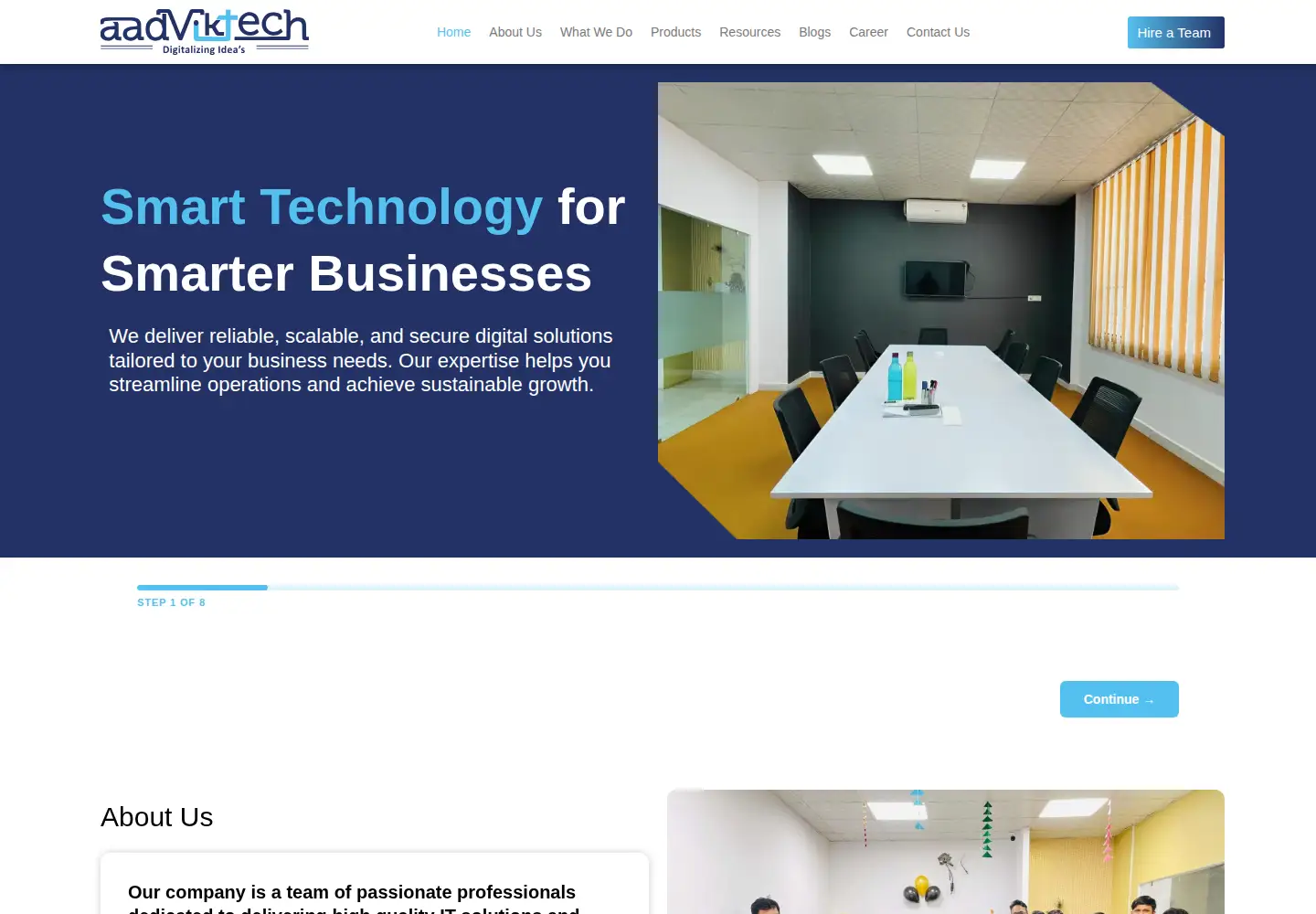 Screenshot of aadviktech.com
