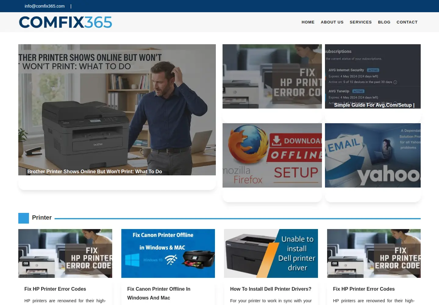 Captured homepage of comfix365.com in the current scan