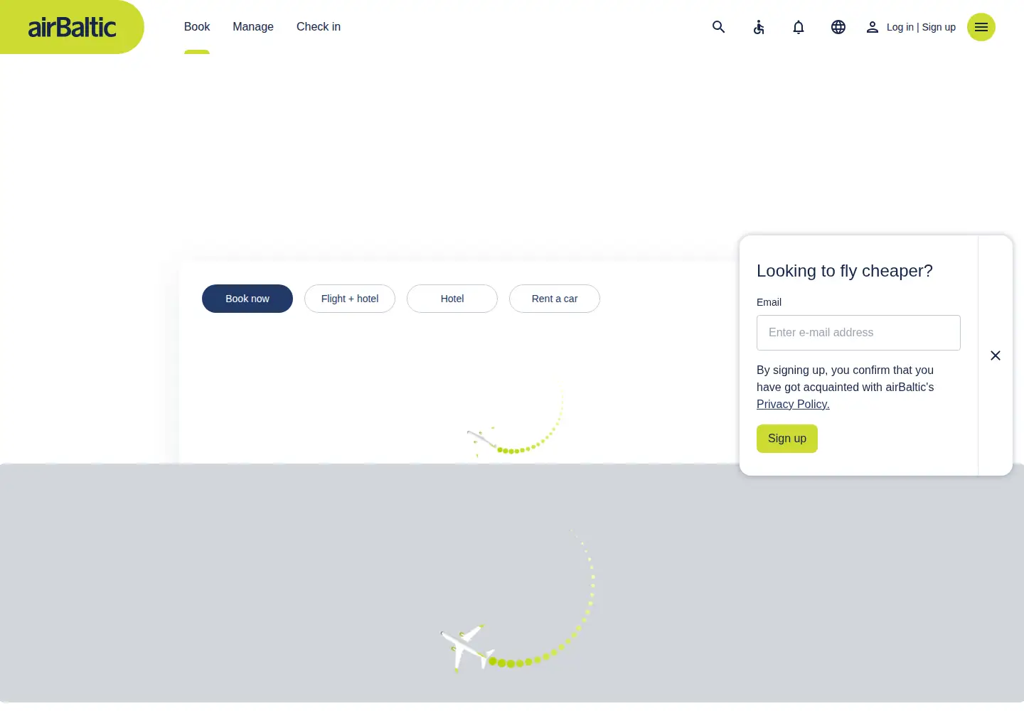 Screenshot of airbaltic.com