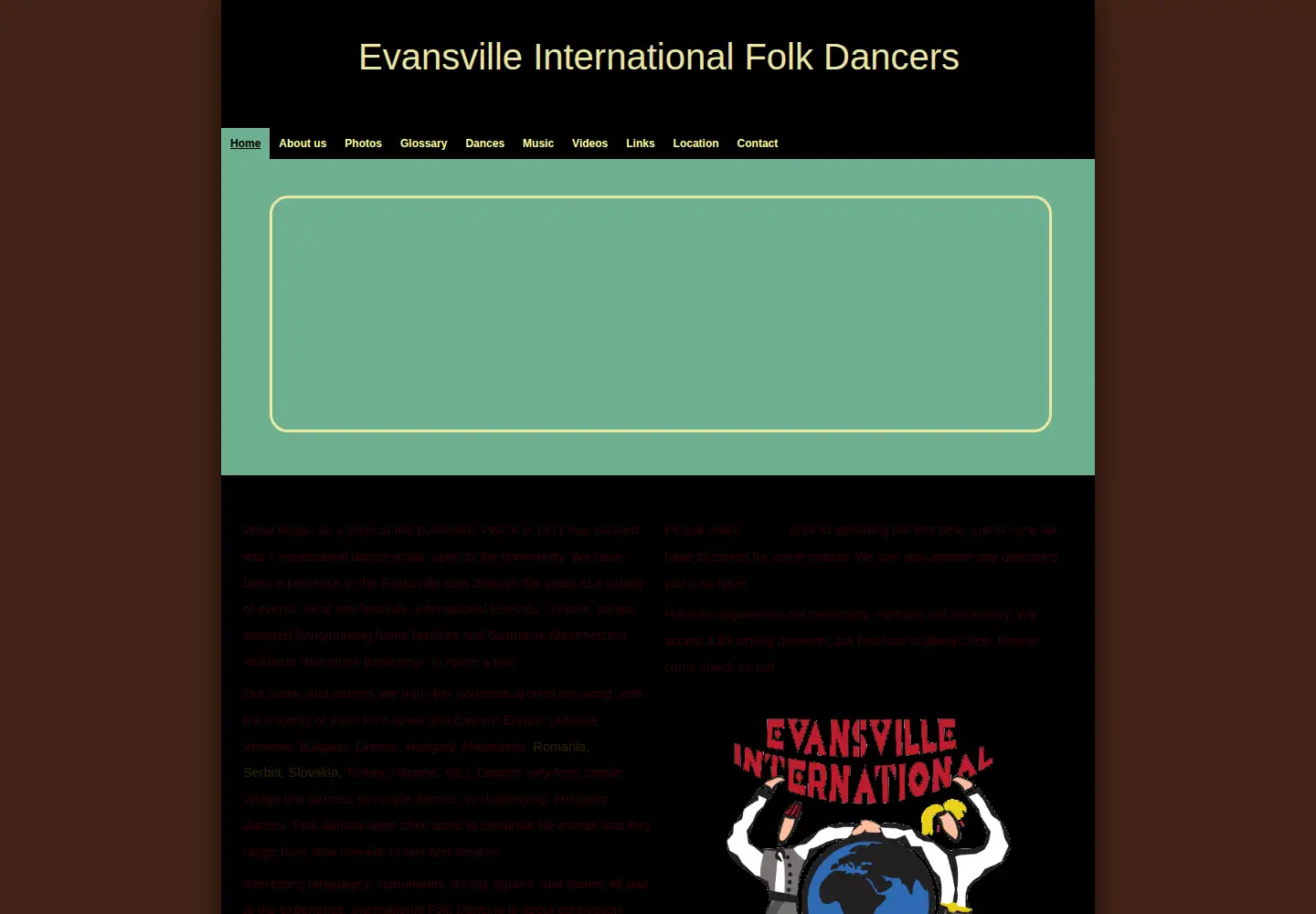 Screenshot of evansvillefolkdancers.com