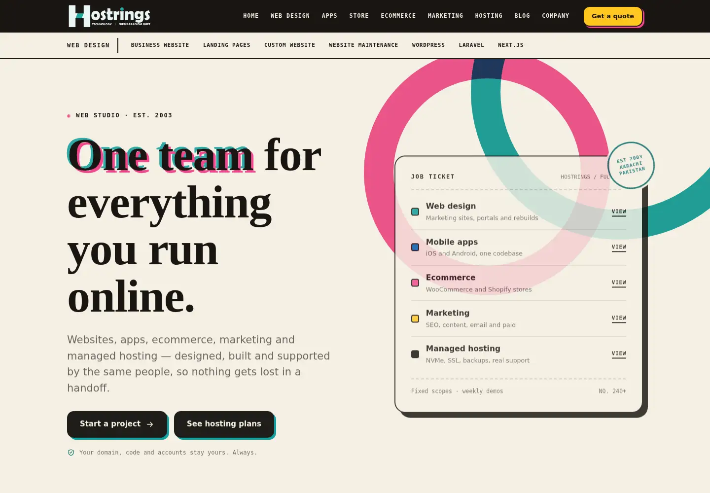 Captured homepage of hostrings.com in the current scan