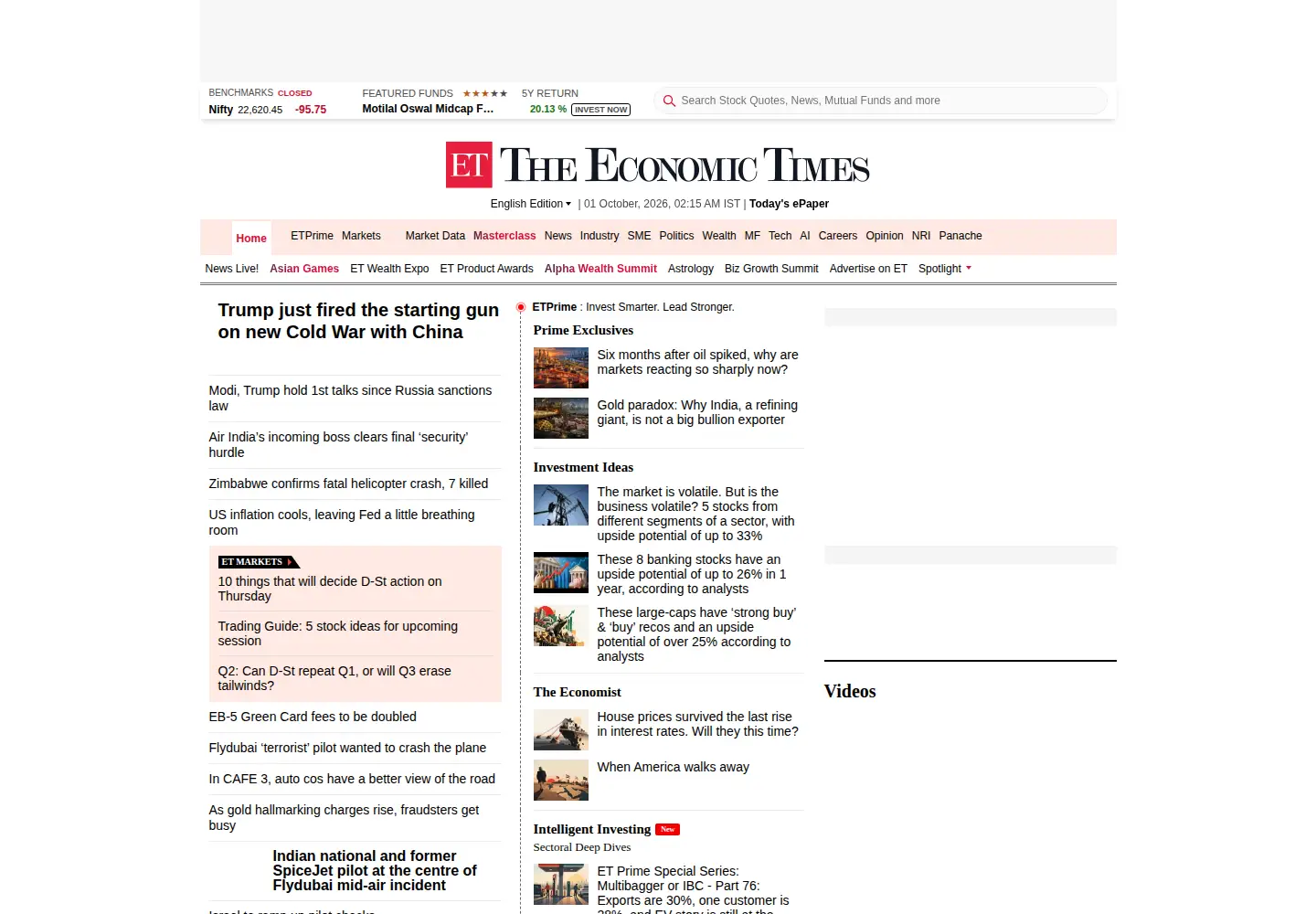 Screenshot of economictimes.com