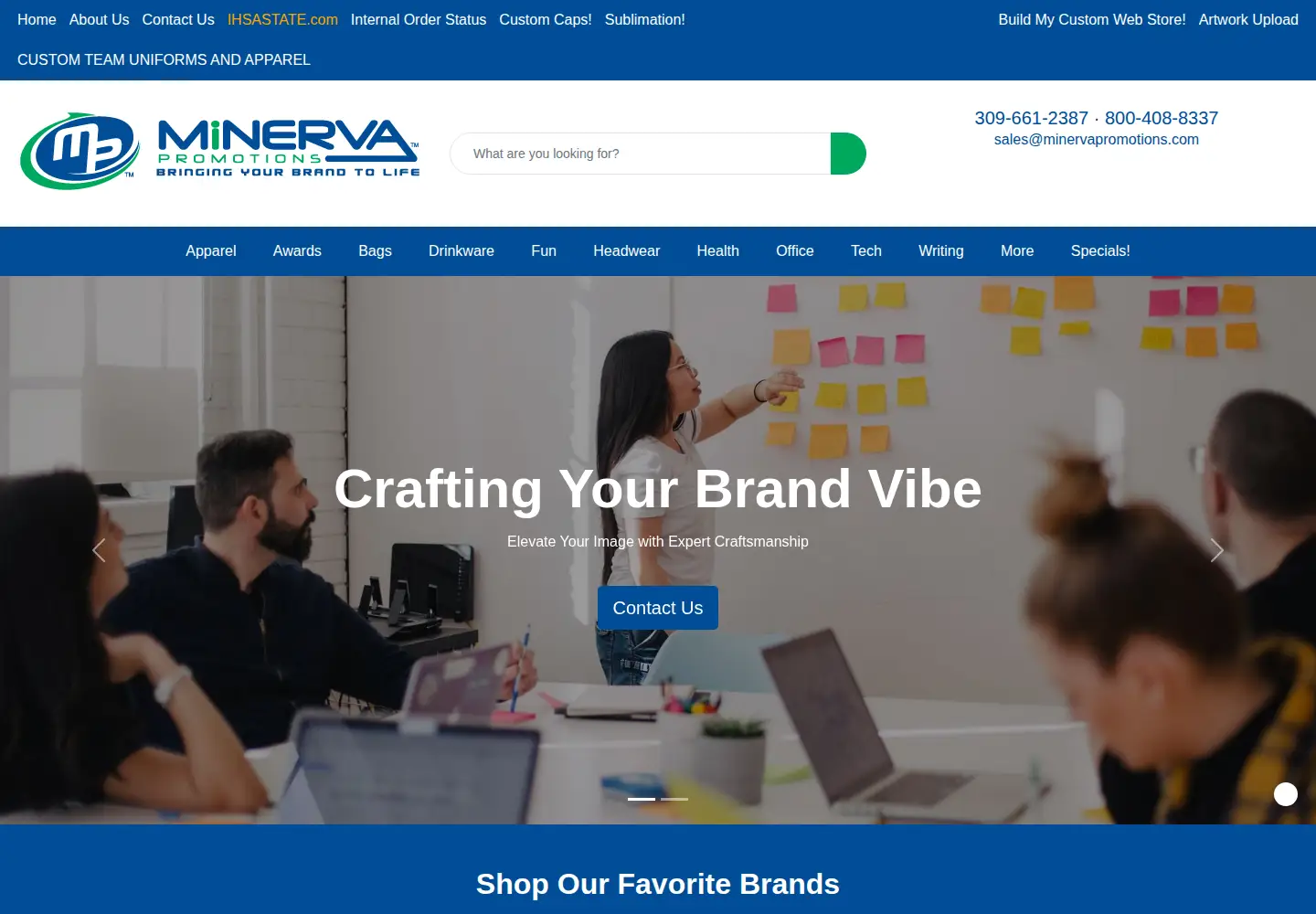 Screenshot of minervapromotions.com