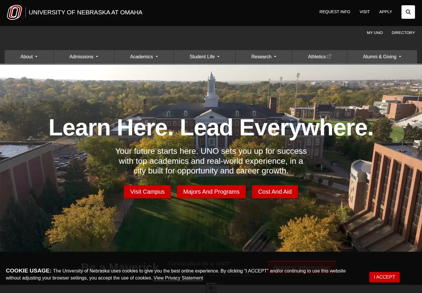 Screenshot of unomaha.edu