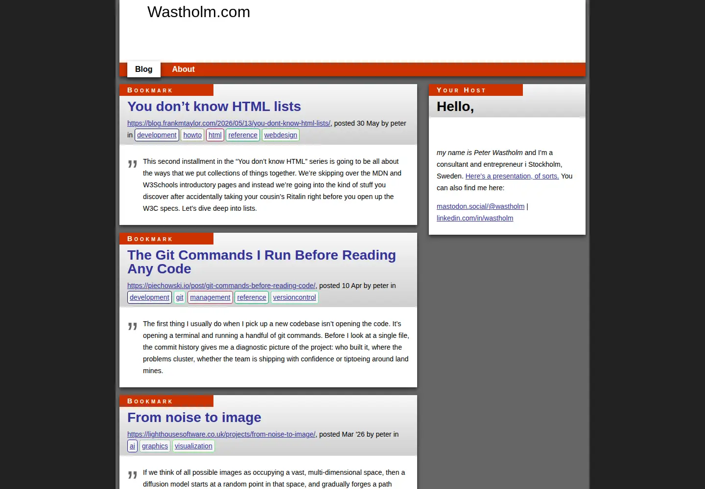 Screenshot of wastholm.net