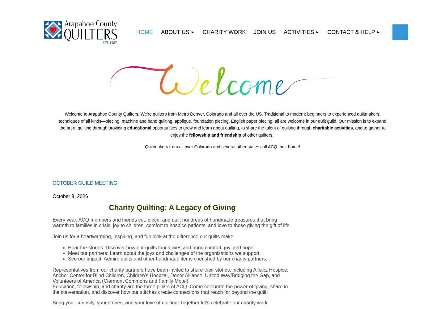 Captured homepage of acqcolorado.org in the current scan