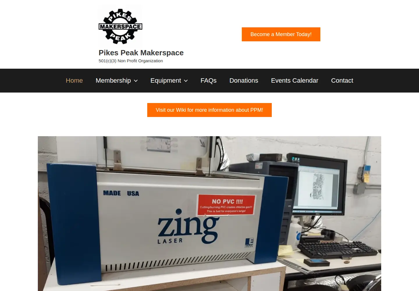 Captured homepage of pikespeakmakerspace.org in the current scan