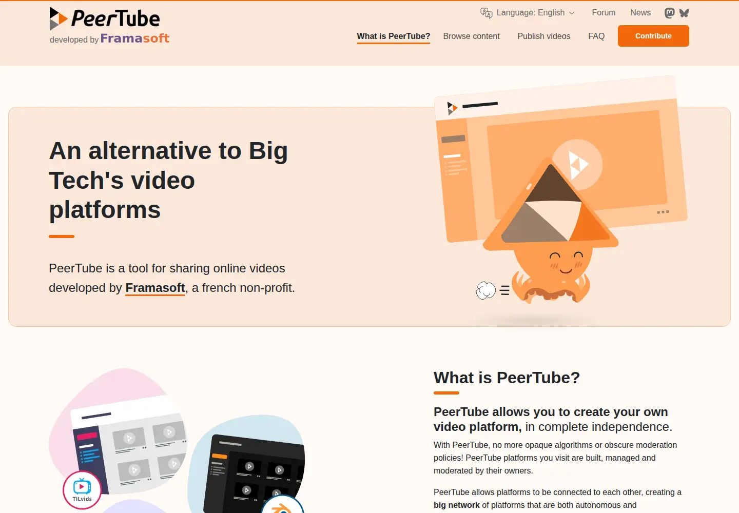 Screenshot of joinpeertube.org