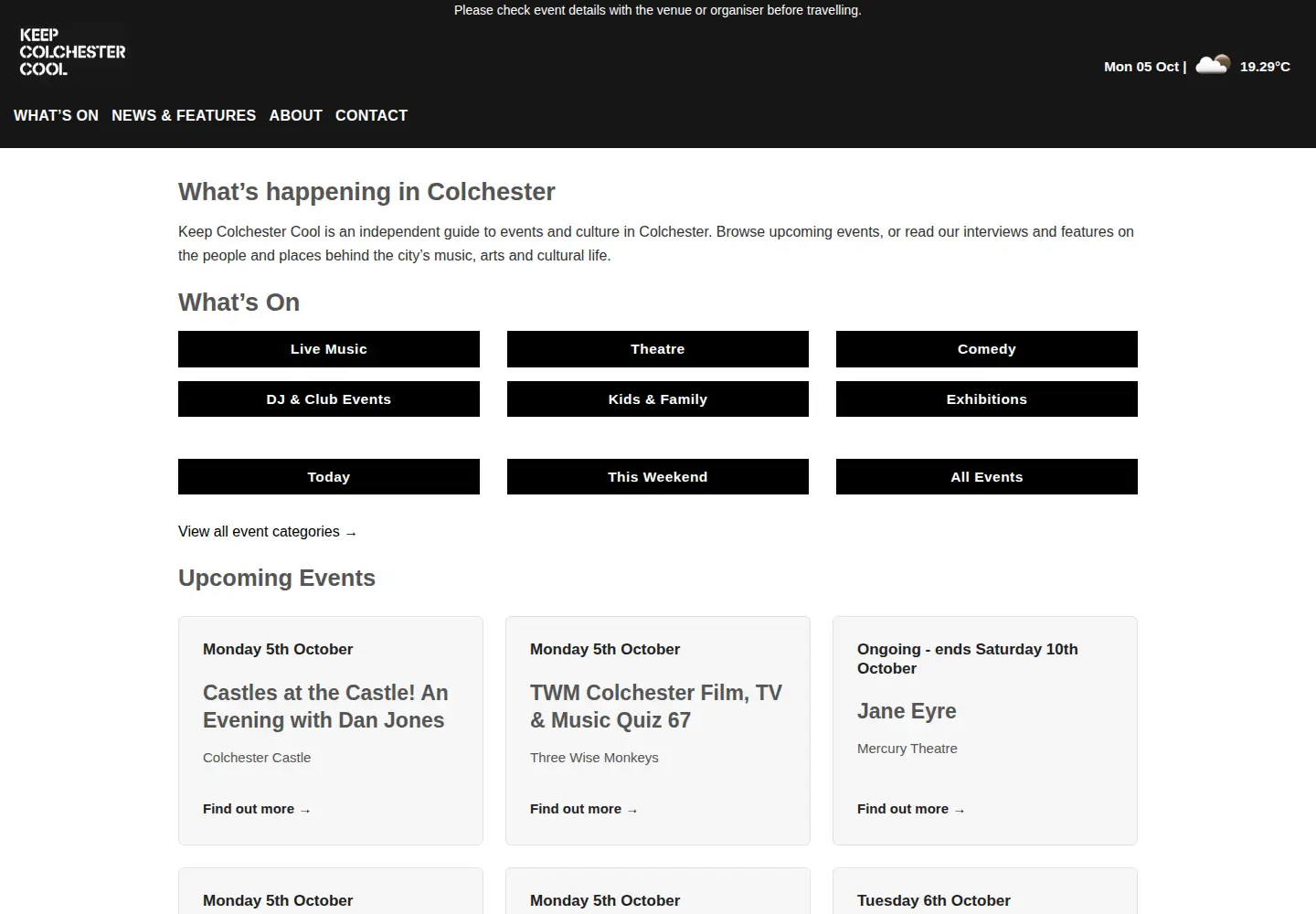 Captured homepage of keepcolchestercool.co.uk in the current scan