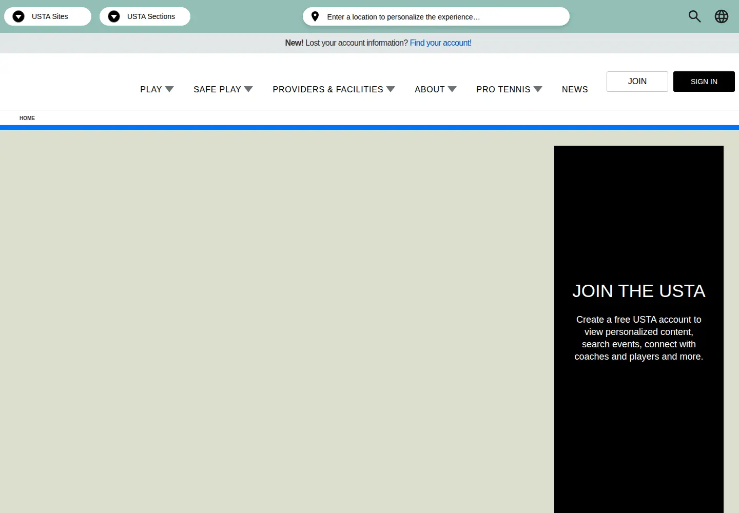 Screenshot of usta.com
