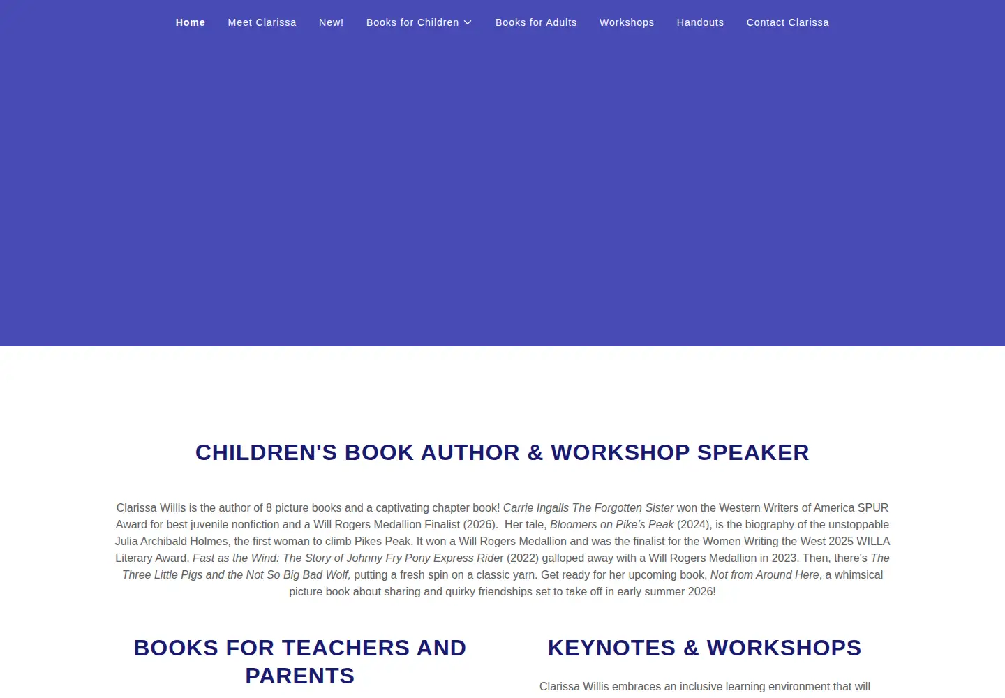 Captured homepage of clarissawillis.com in the current scan