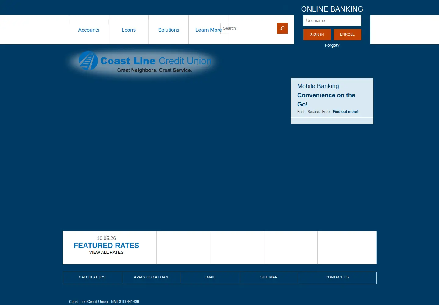 Captured homepage of coastlinecu.com in the current scan