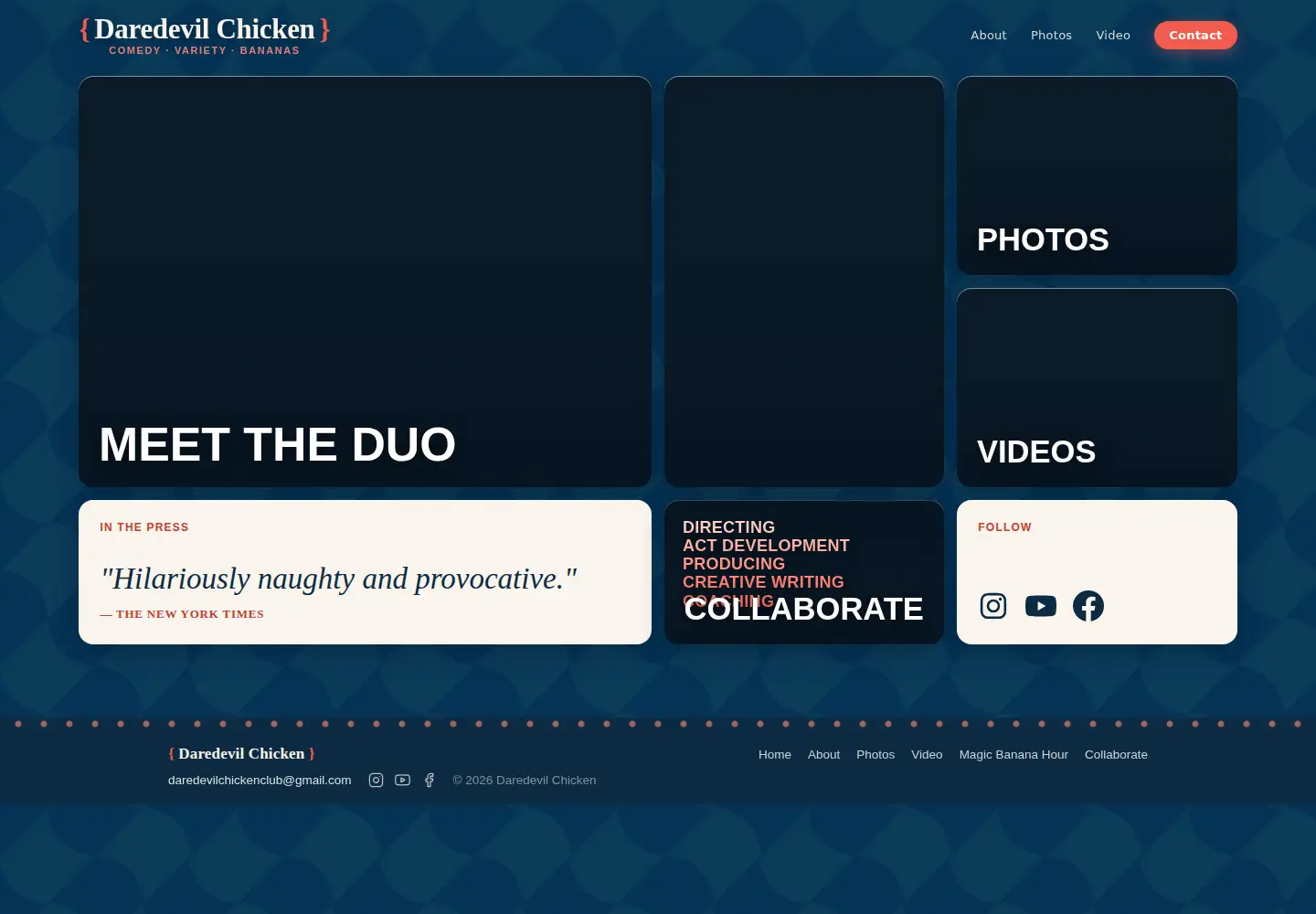 Captured homepage of daredevilchicken.com in the current scan