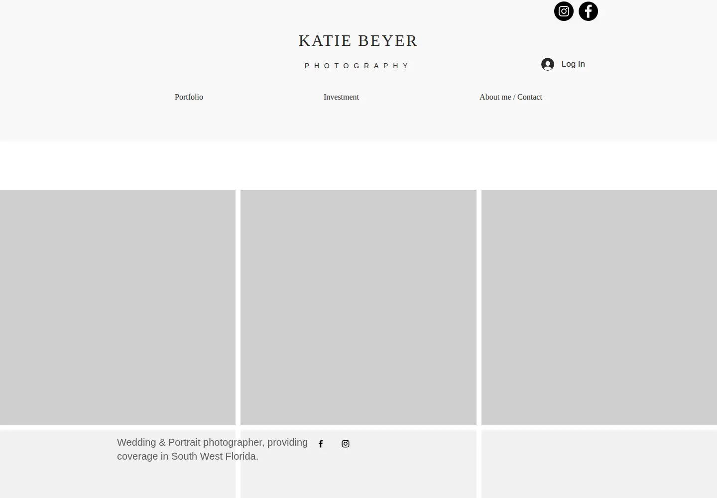 Captured homepage of katiebeyerphotography.com in the current scan
