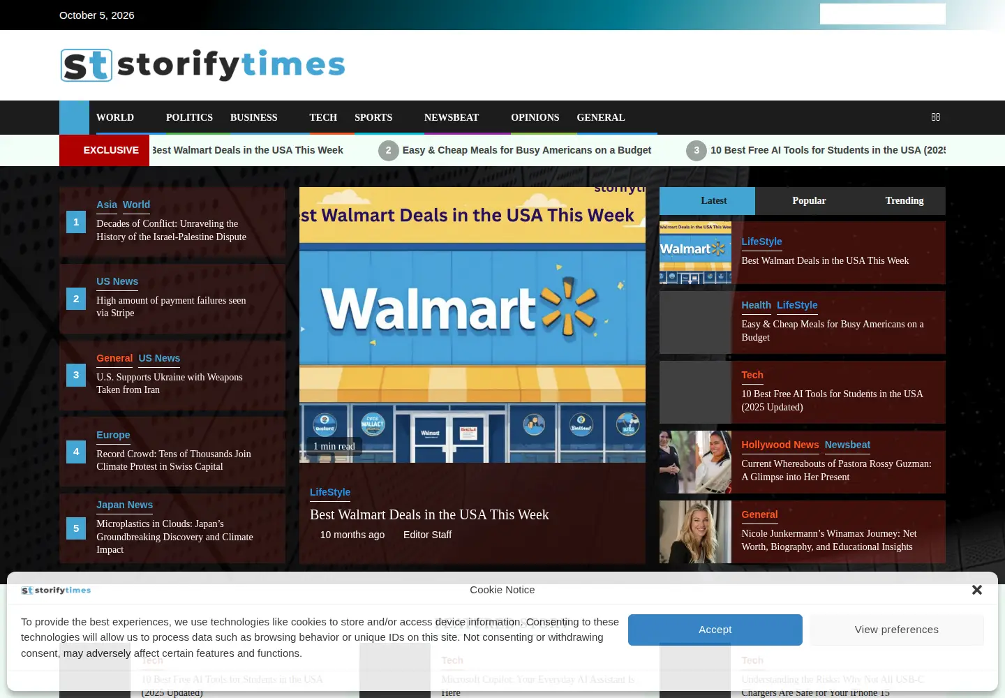 Captured homepage of storifytimes.com in the current scan