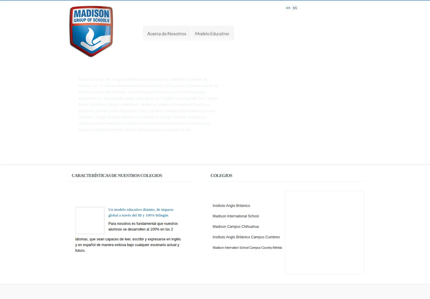 Screenshot of colegiosmadison.edu.mx
