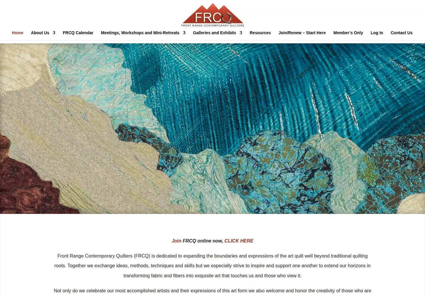 Captured homepage of artquilters.org in the current scan