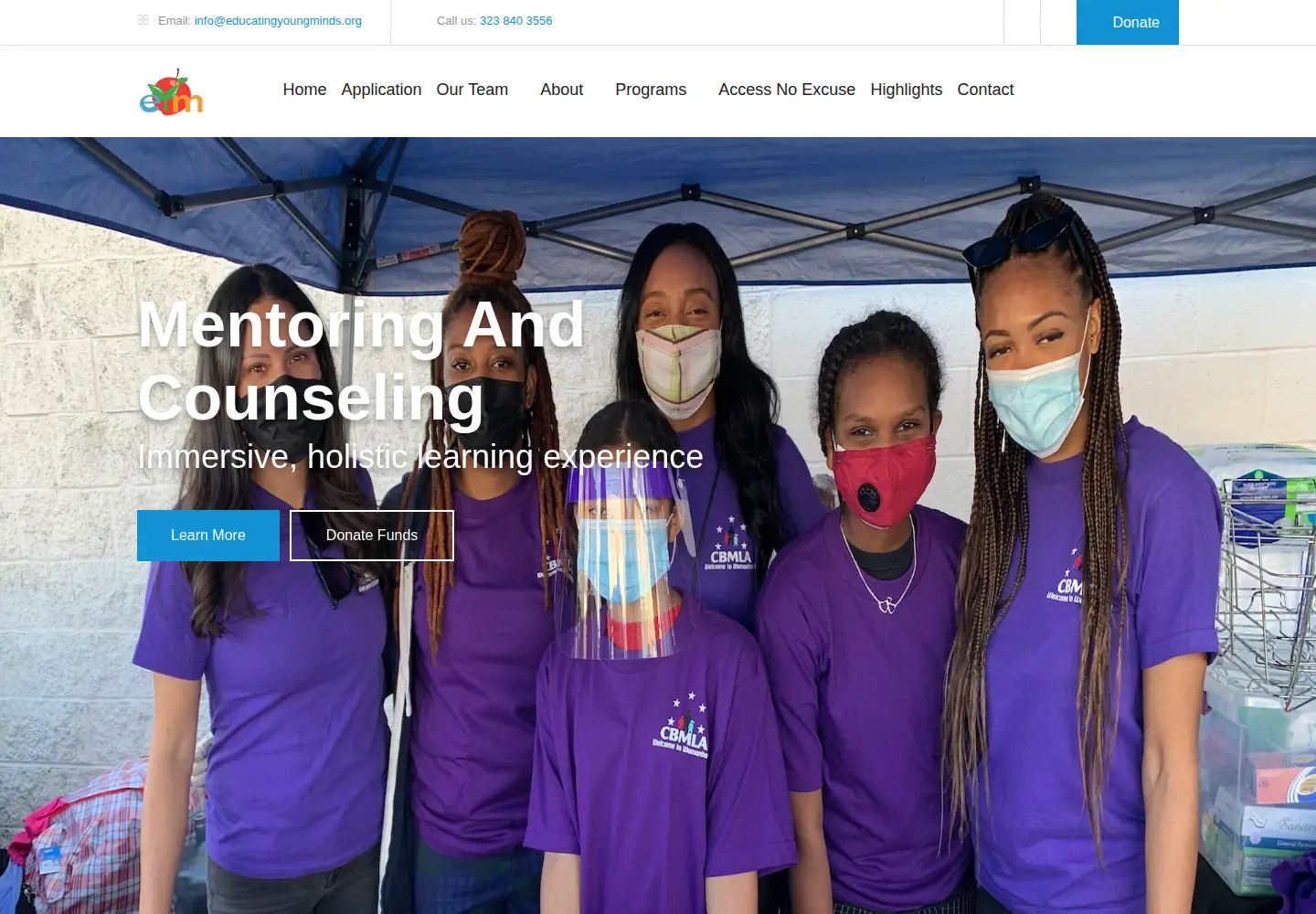 Captured homepage of educatingyoungminds.org in the current scan