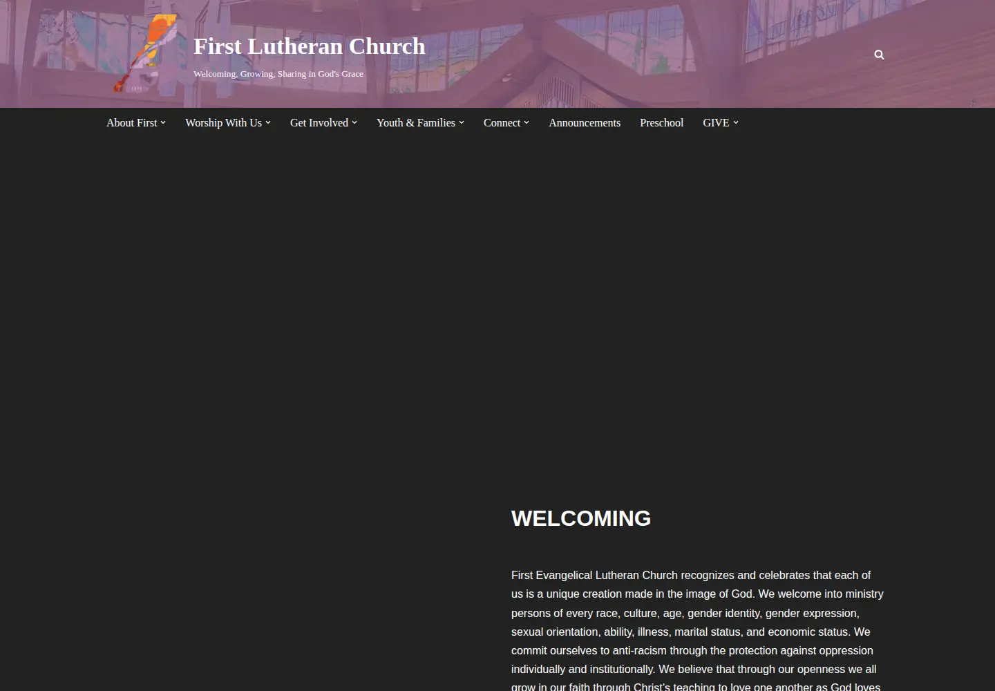 Captured homepage of firstlutheranec.org in the current scan