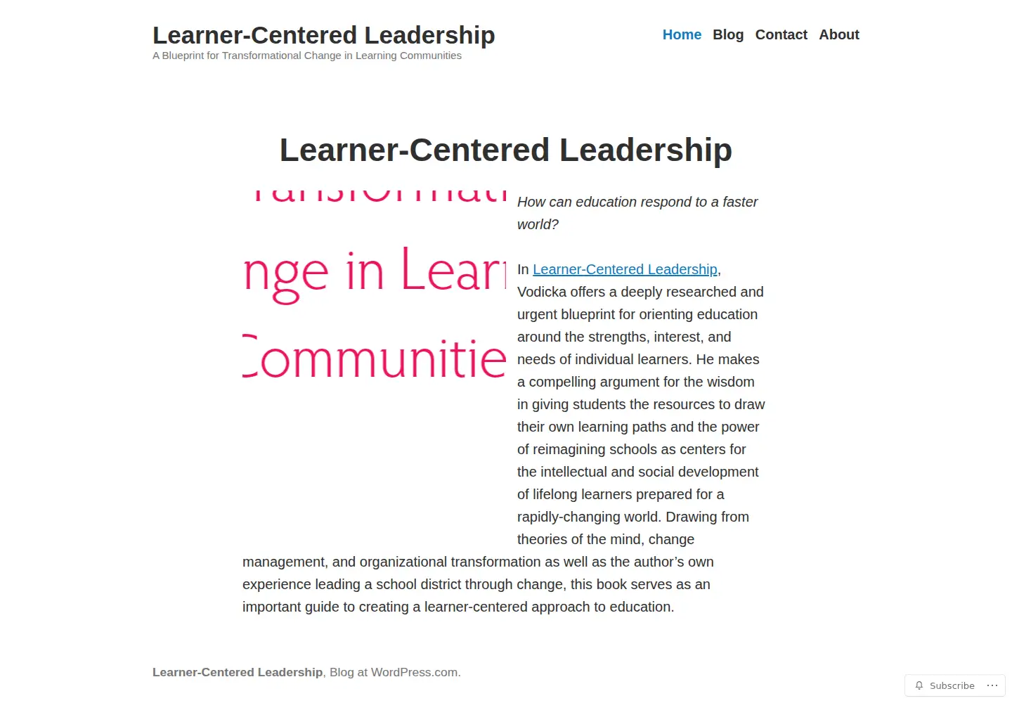 Captured homepage of learnercenteredleadership.org in the current scan