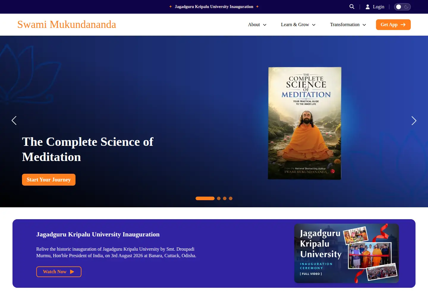 Screenshot of swamimukundananda.org