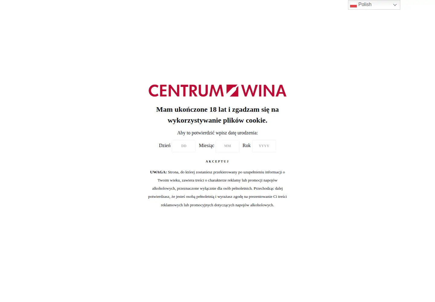 Screenshot of centrumwina.pl
