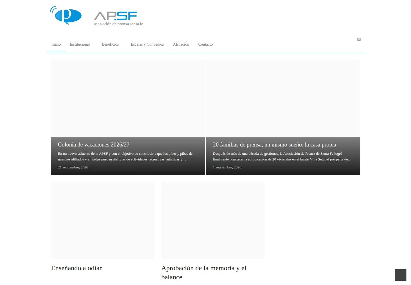 Captured homepage of apsf.org.ar in the current scan