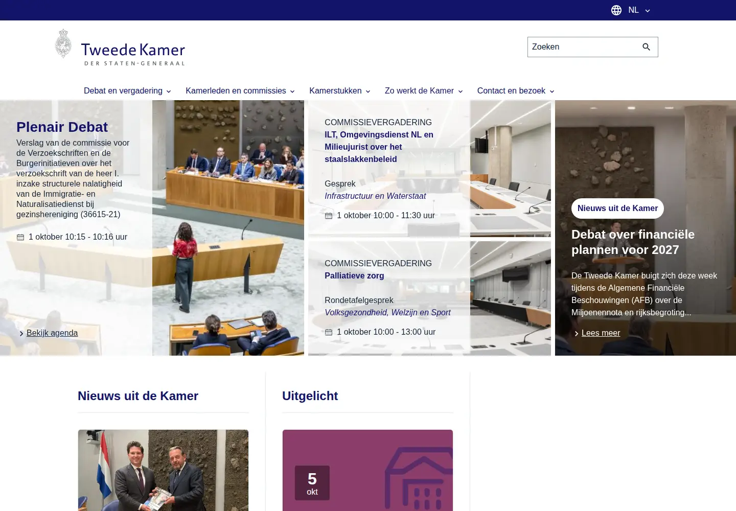 Screenshot of tweedekamer.nl