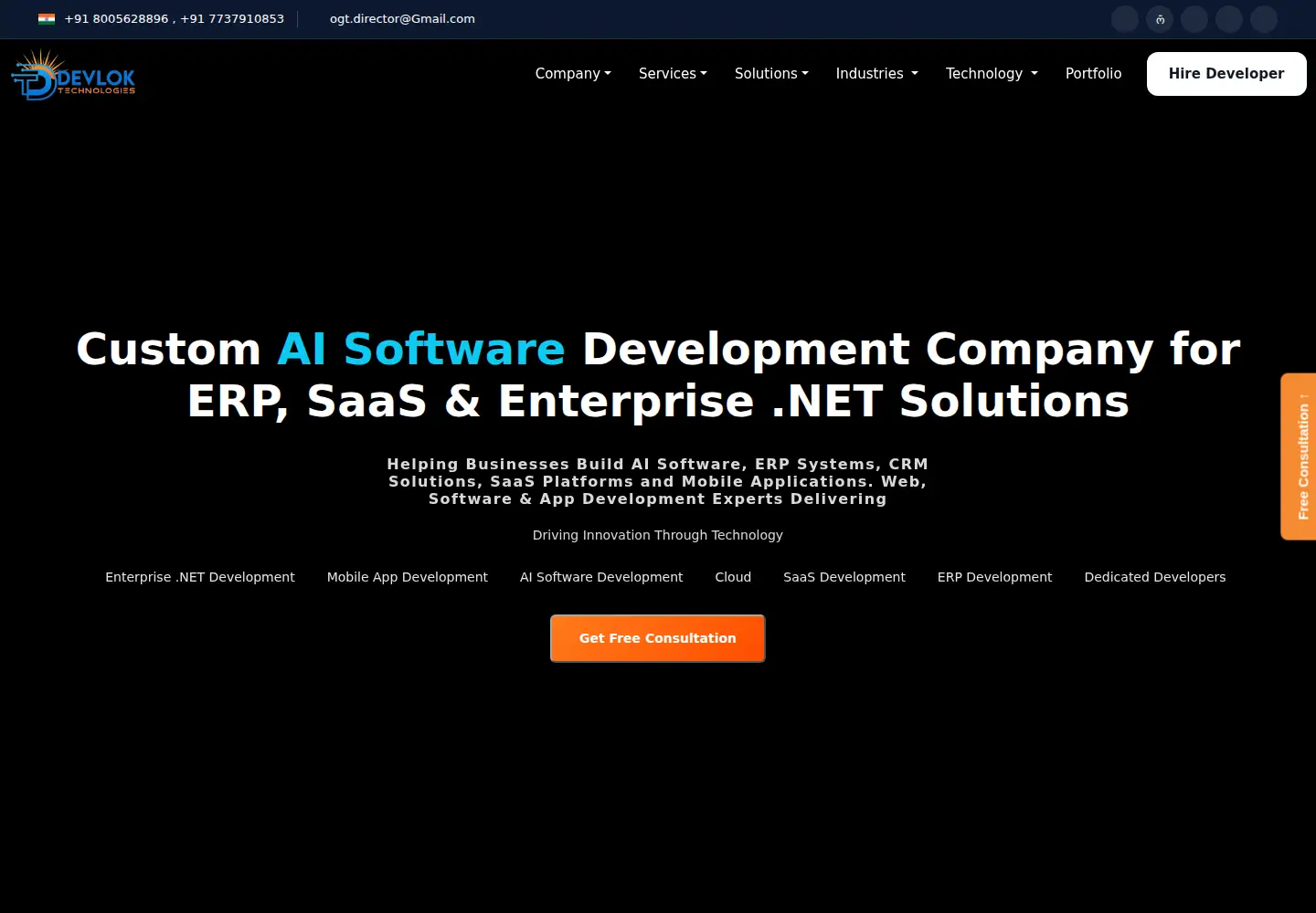 Screenshot of devloktechnology.com