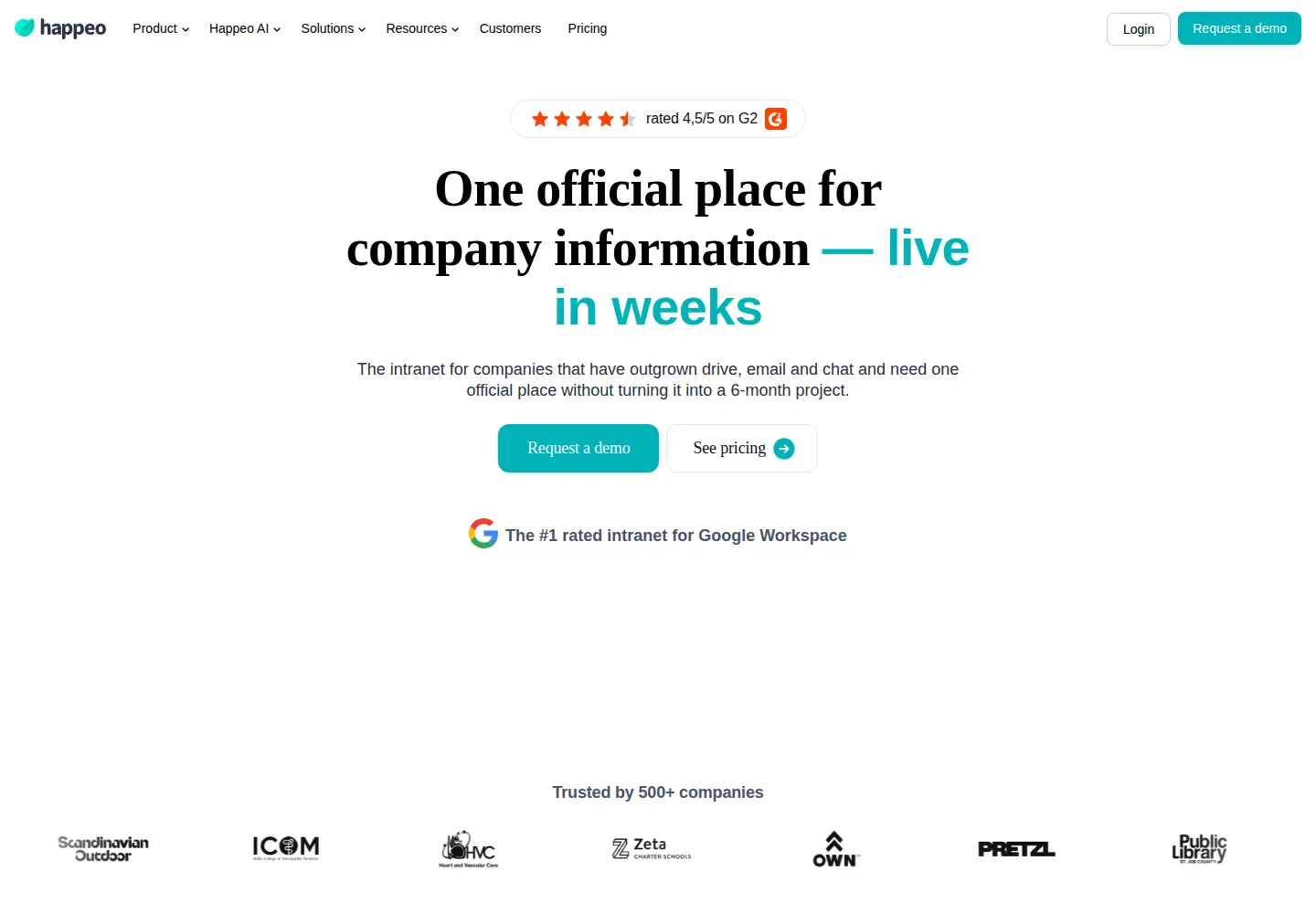 Captured homepage of happeo.com in the current scan