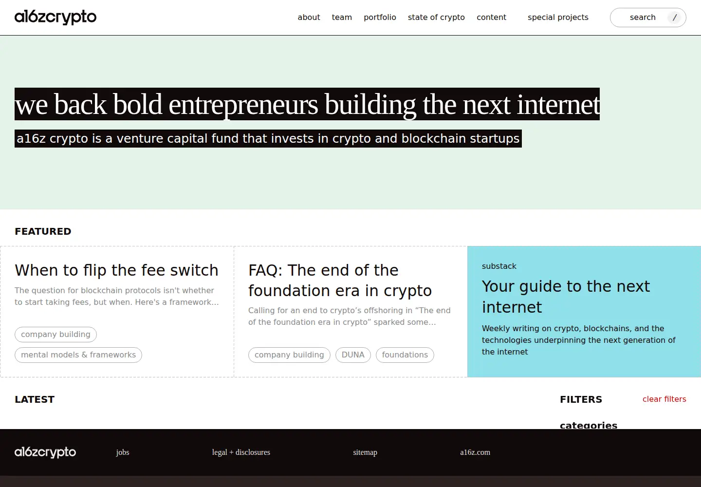 Screenshot of a16zcrypto.com