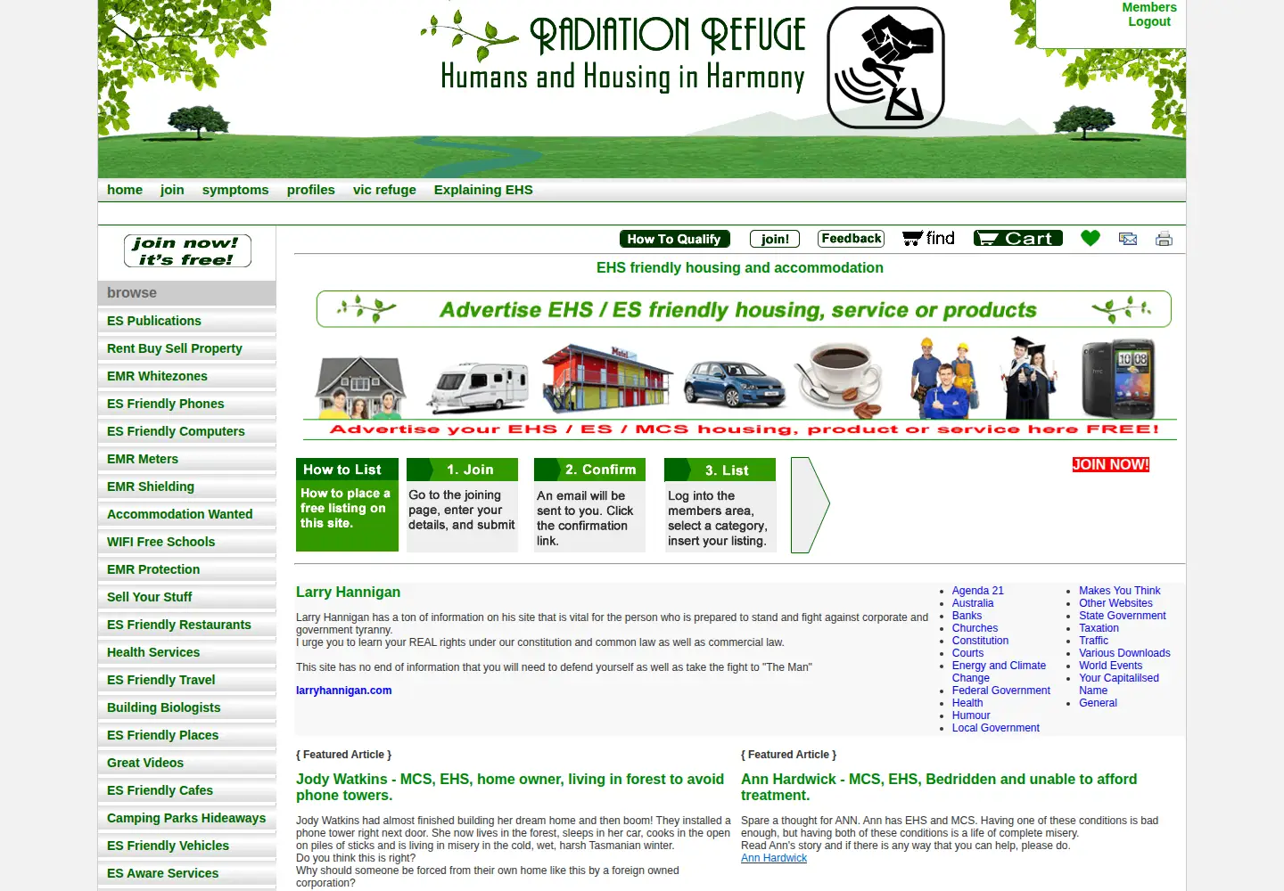 Captured homepage of radiationrefuge.com in the current scan