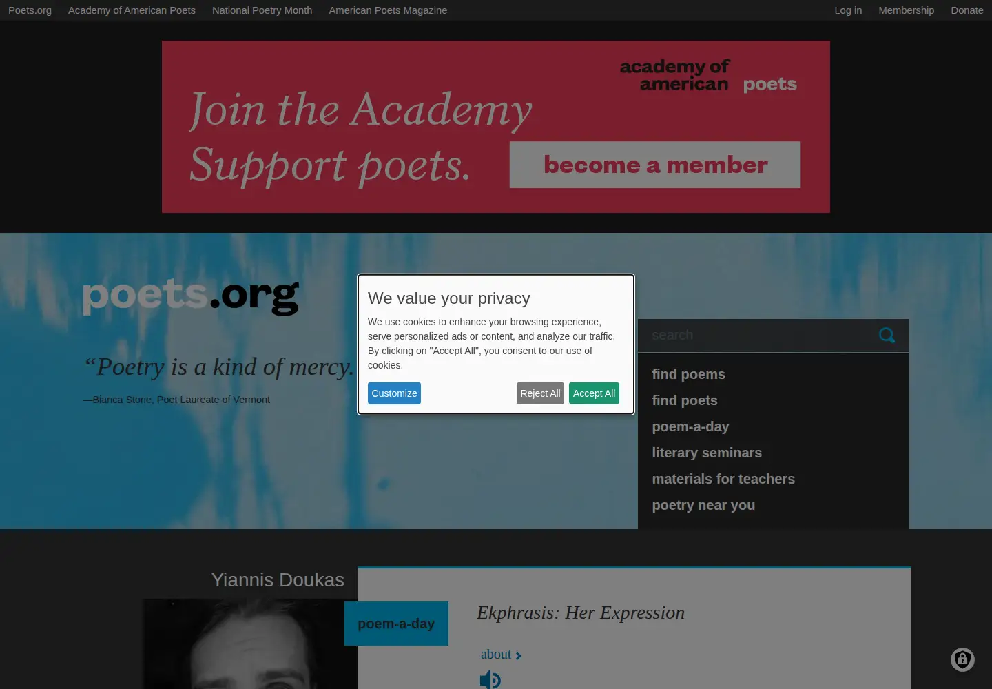 Screenshot of poets.org