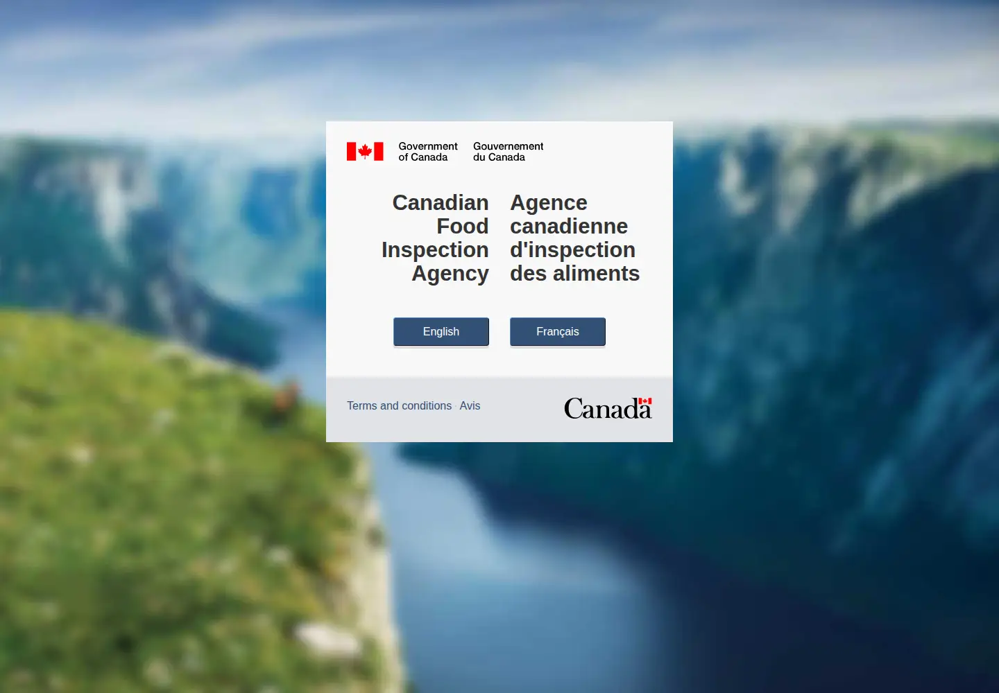 Screenshot of inspection.gc.ca