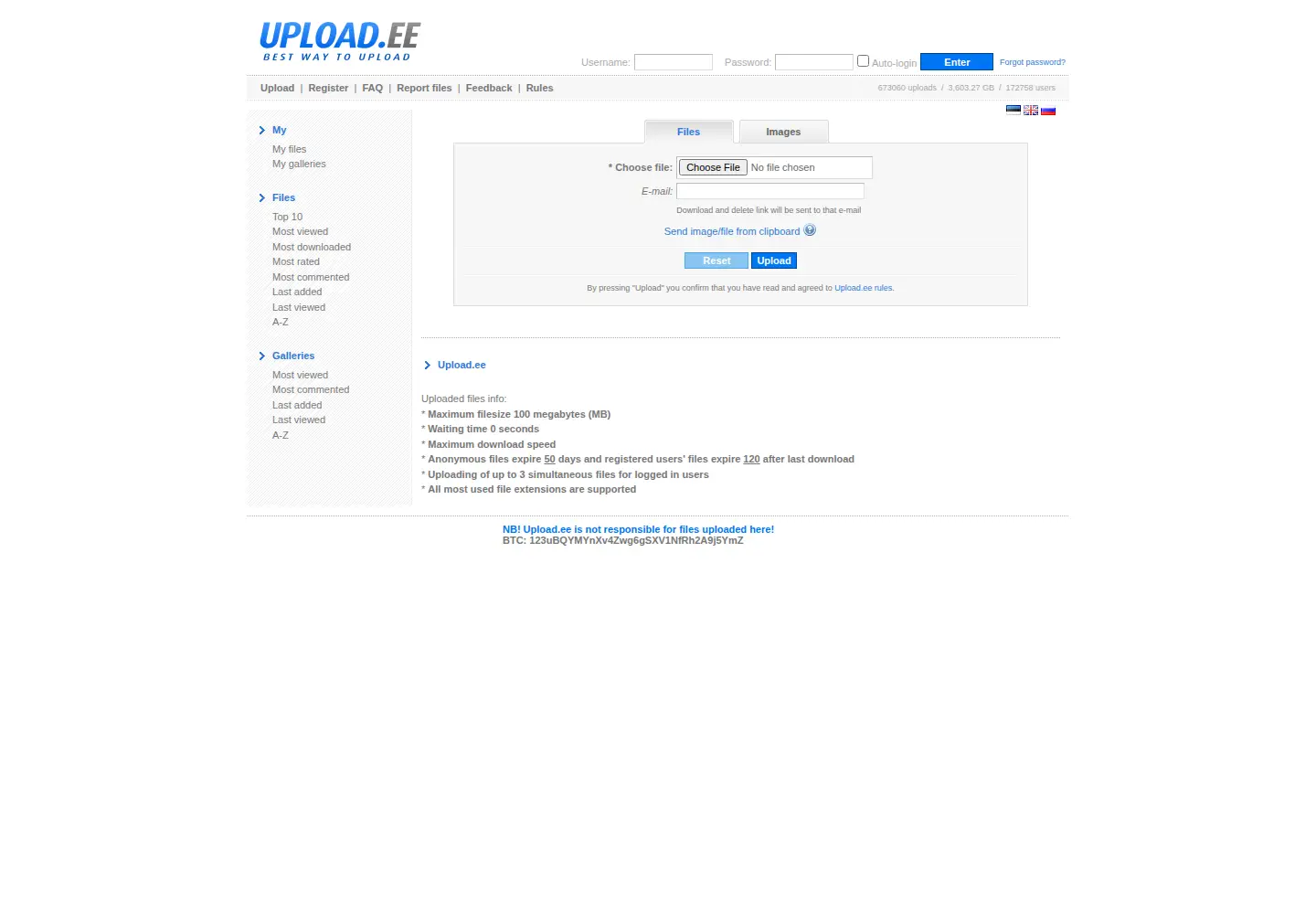 Screenshot of upload.ee