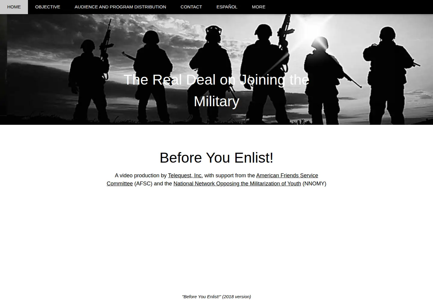 Screenshot of beforeyouenlist.org