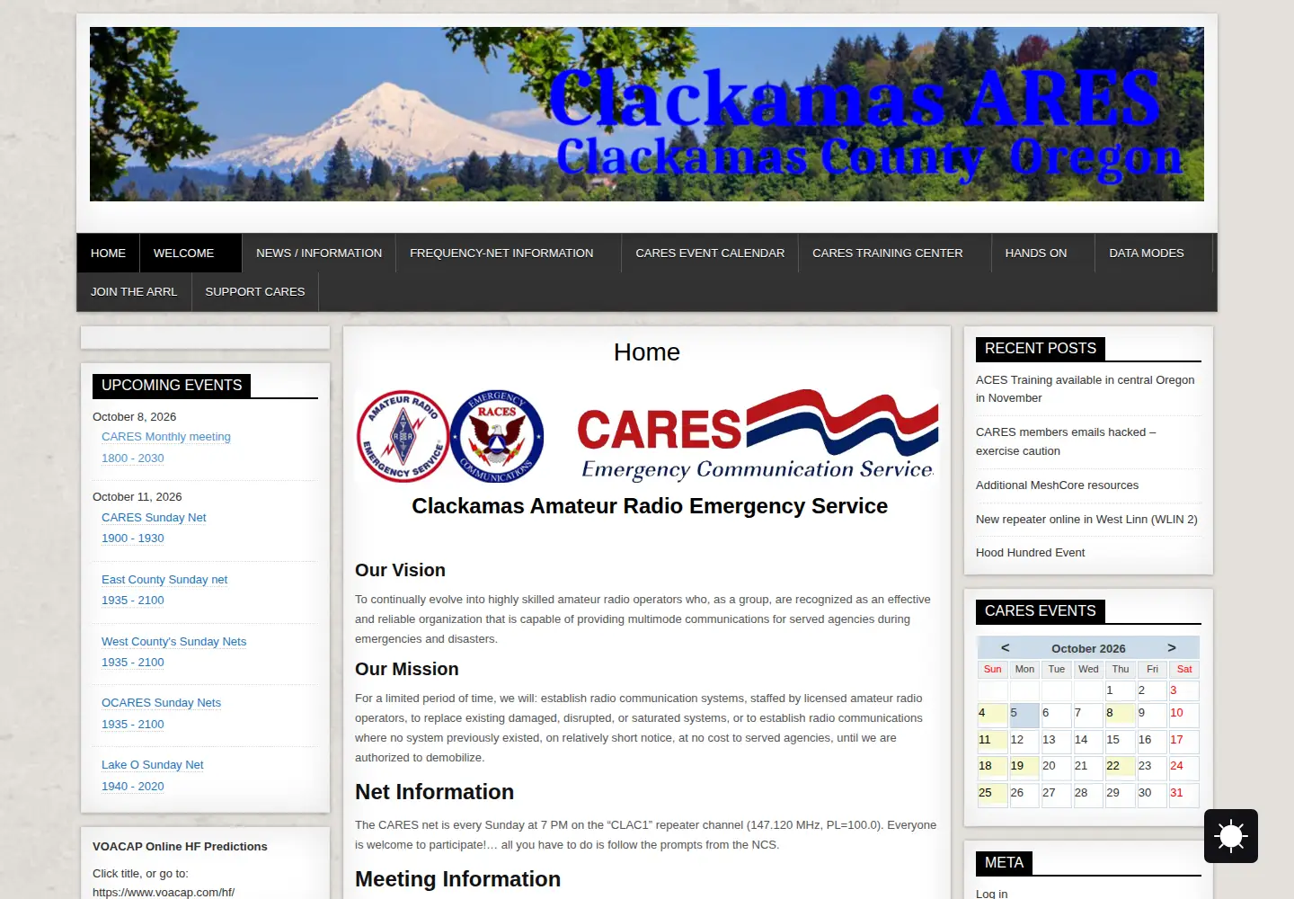 Screenshot of clackamasares.org