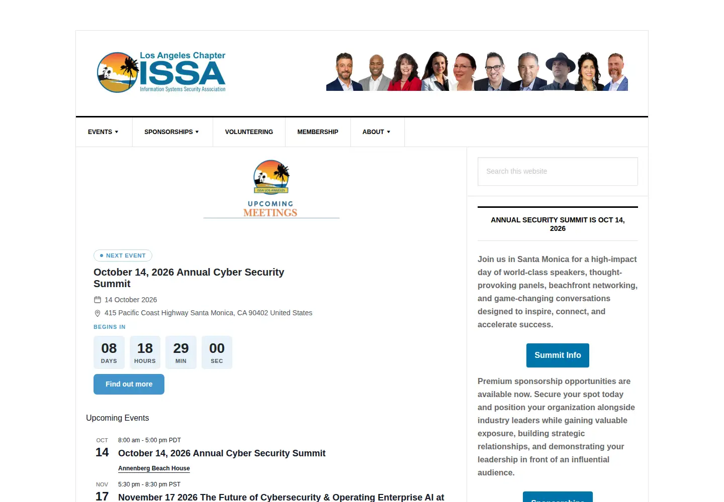 Captured homepage of issa-la.org in the current scan