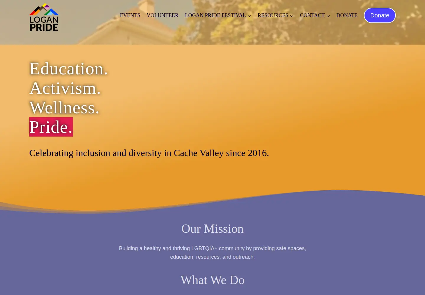 Screenshot of loganpride.org