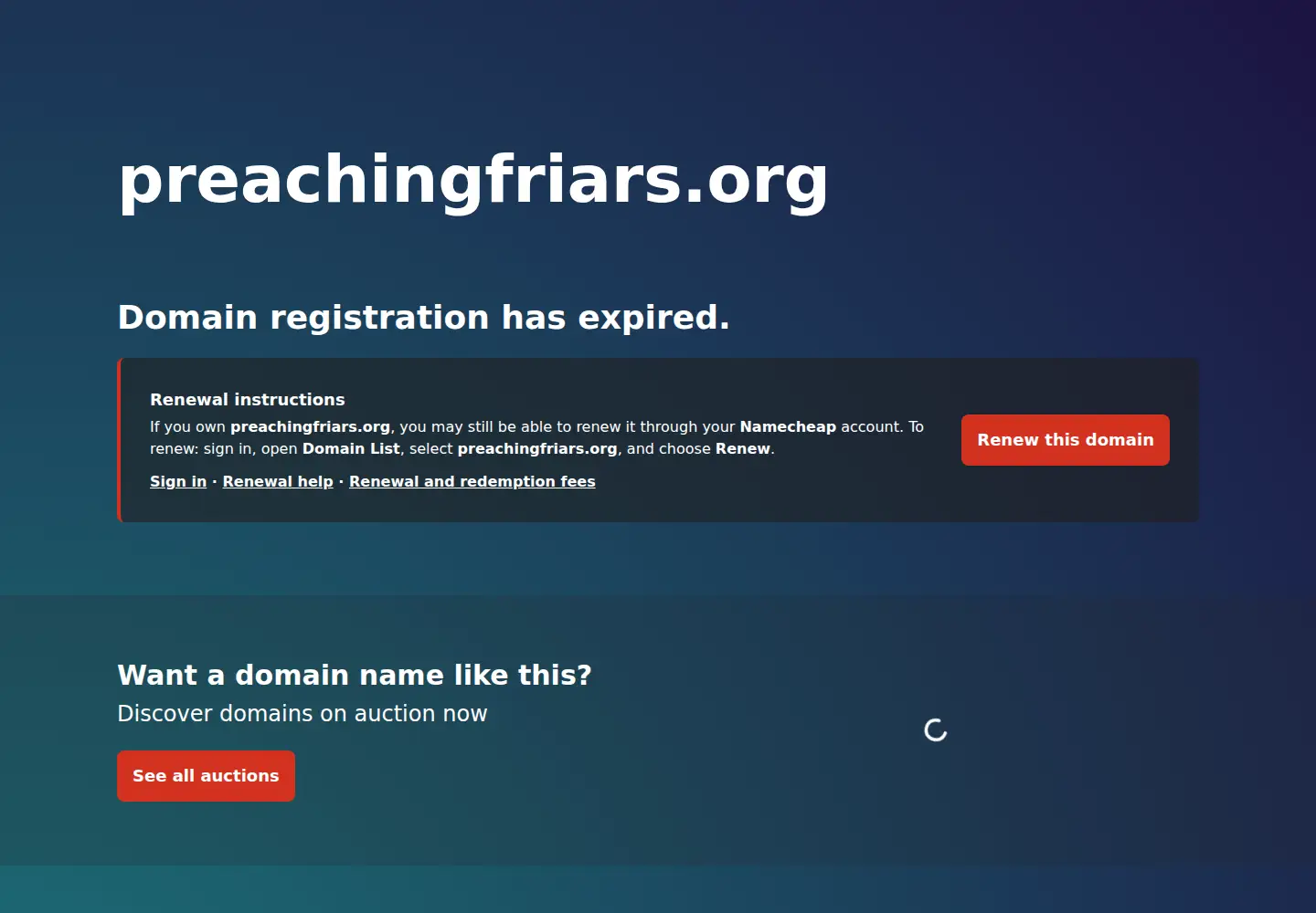 Screenshot of preachingfriars.org