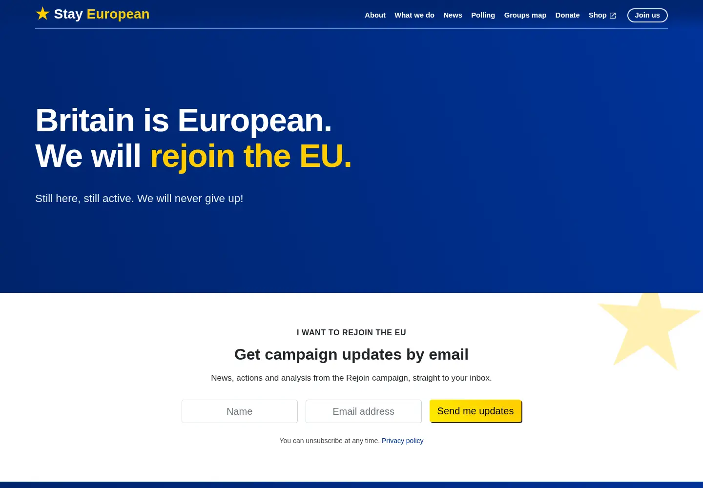 Screenshot of stayeuropean.org