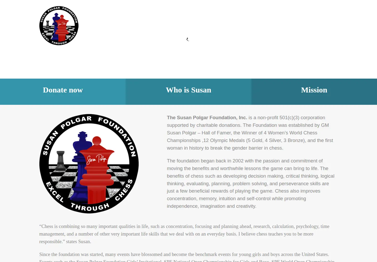 Screenshot of susanpolgarfoundation.org