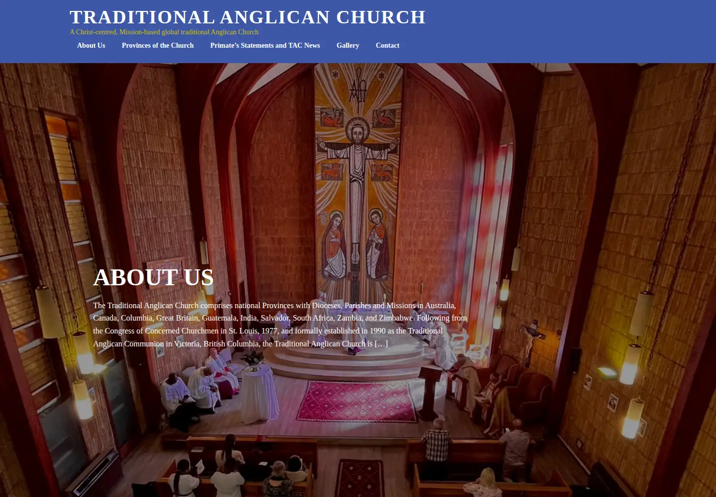 Captured homepage of traditionalanglicancommunion.org in the current scan