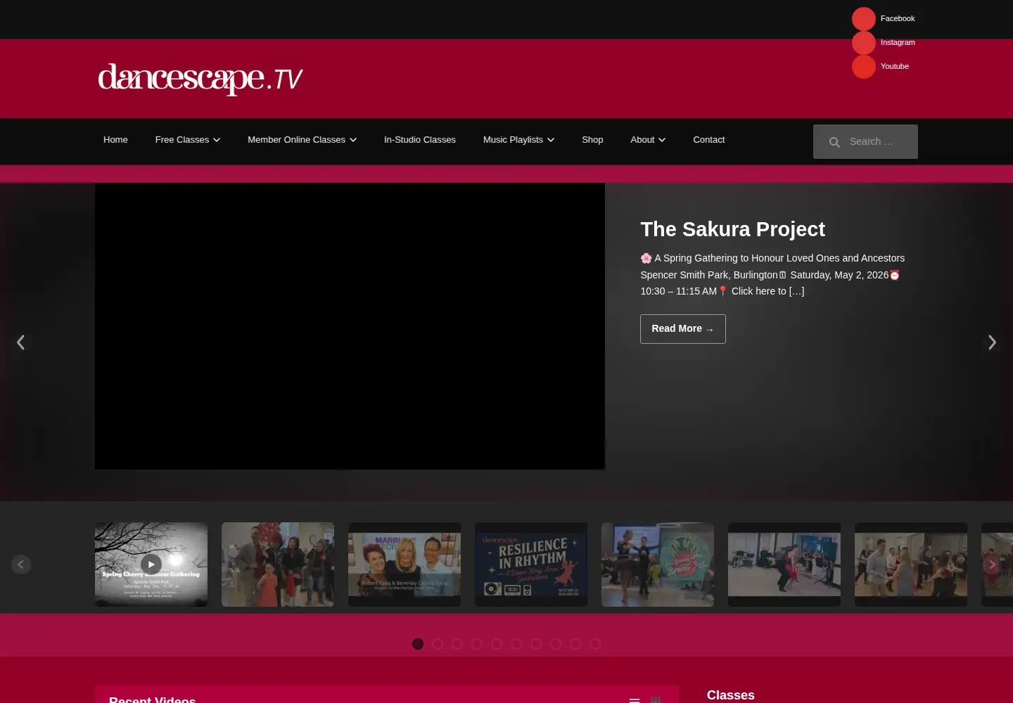 Captured homepage of dancescape.tv in the current scan
