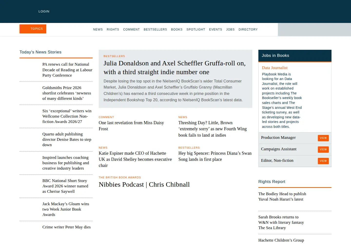 Screenshot of thebookseller.com