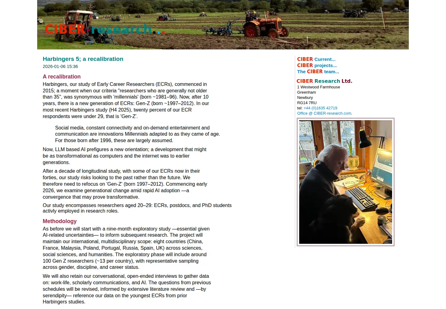 Captured homepage of ciber-research.com in the current scan