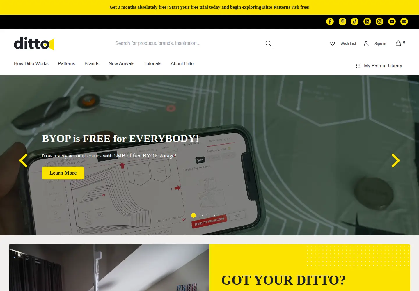 Screenshot of dittopatterns.com