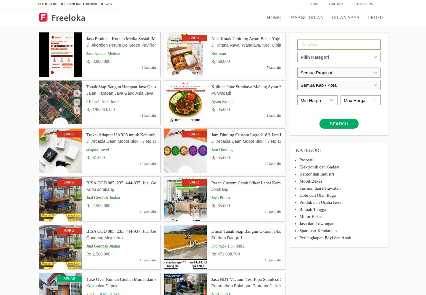 Screenshot of freeloka.com