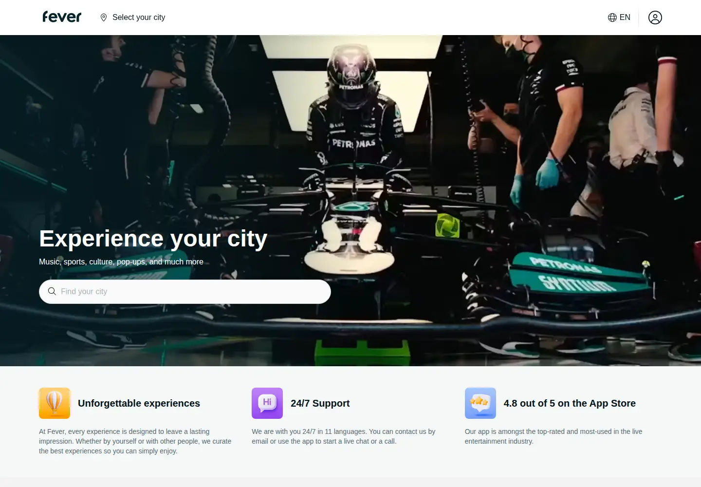 Screenshot of feverup.com